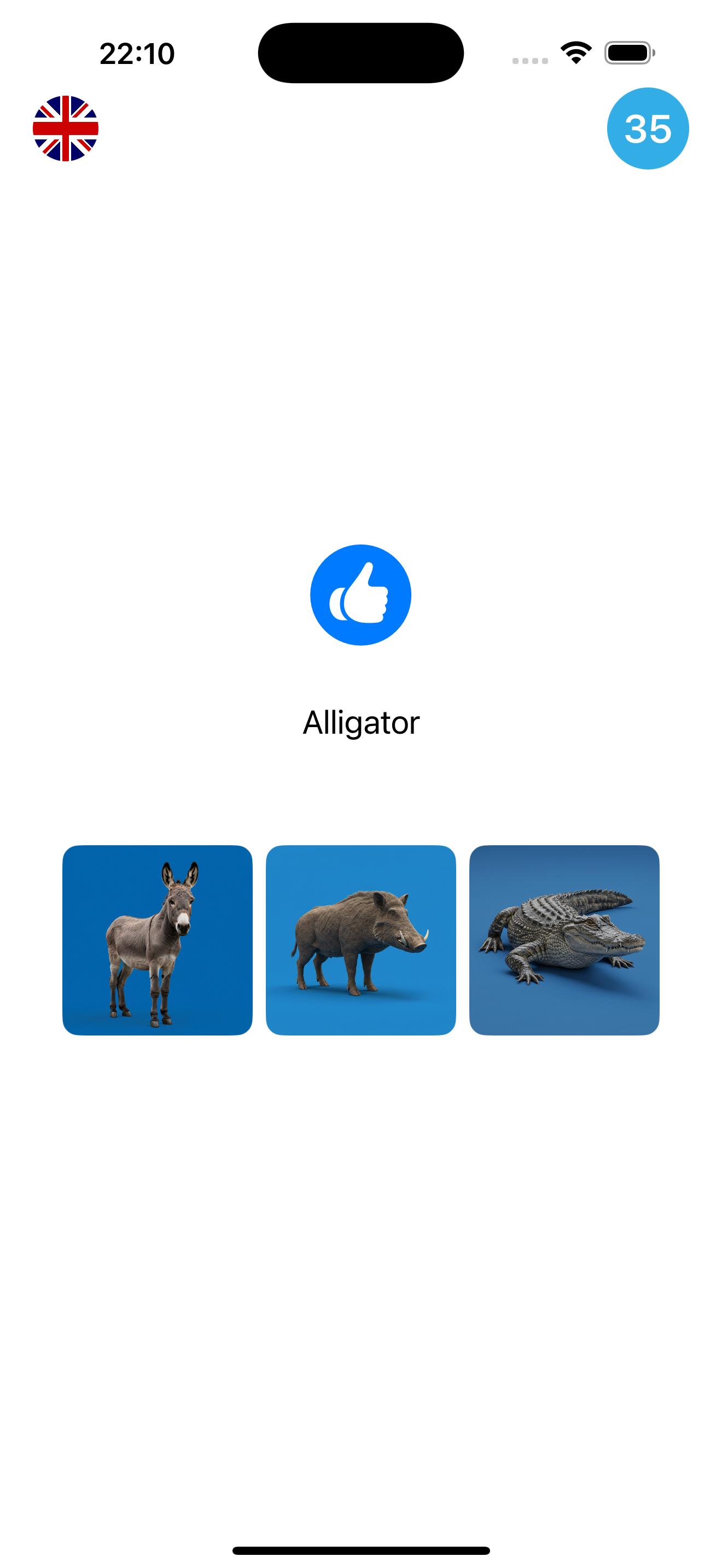 Animal Voice Challenge learning mode screen
